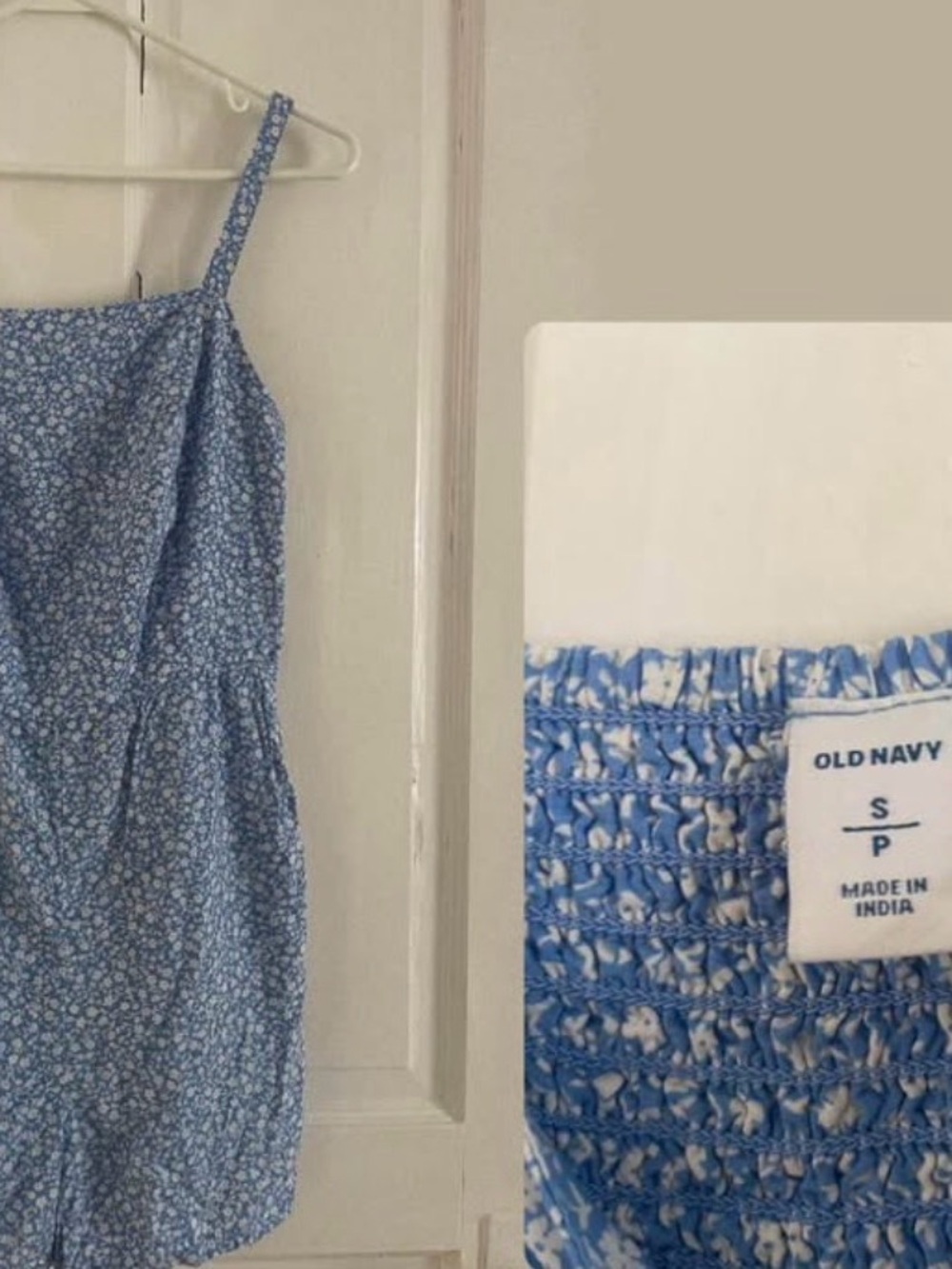Old Navy Light Blue Floral Spaghetti-Strap Dress